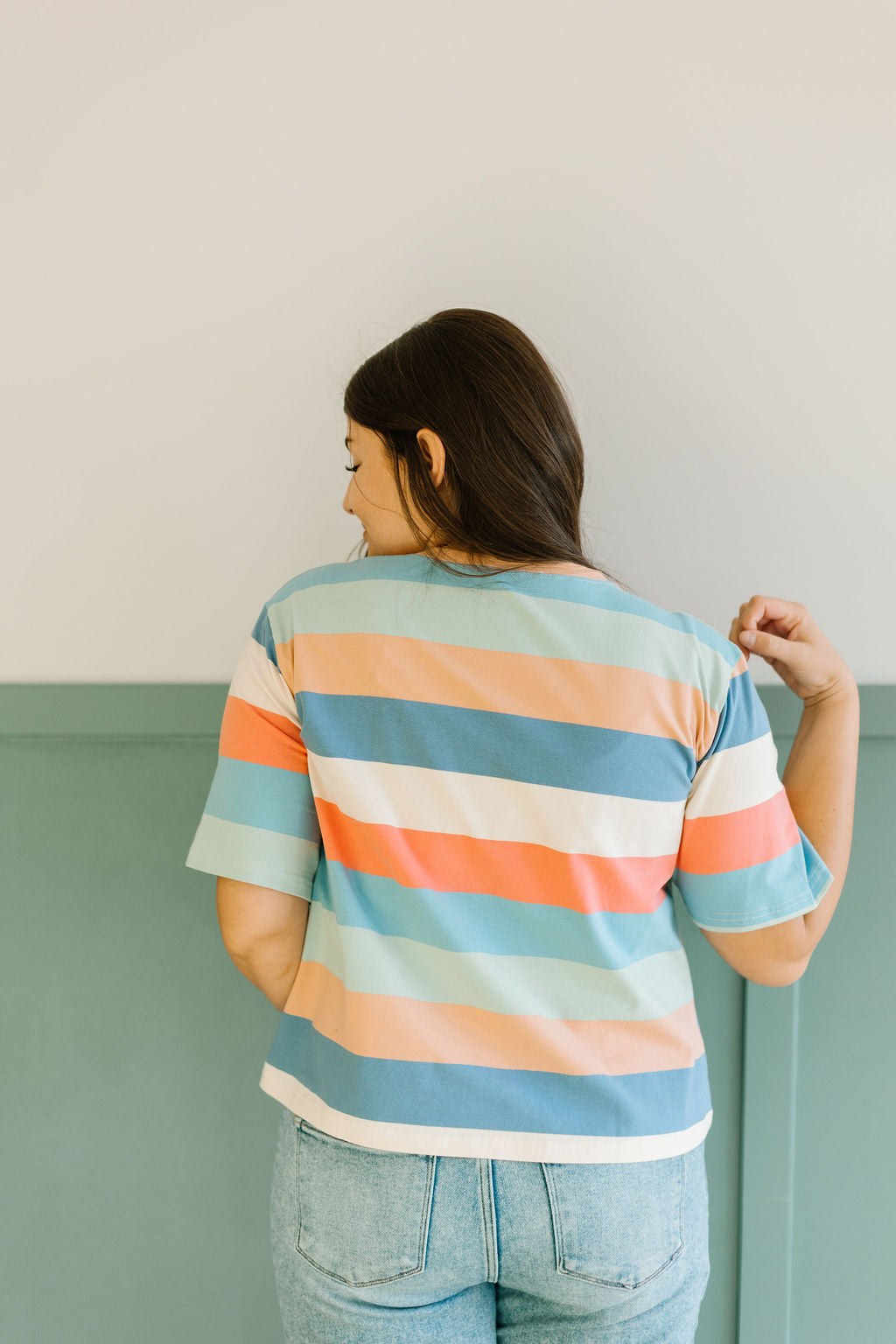 Storia Striped Tee in Coral