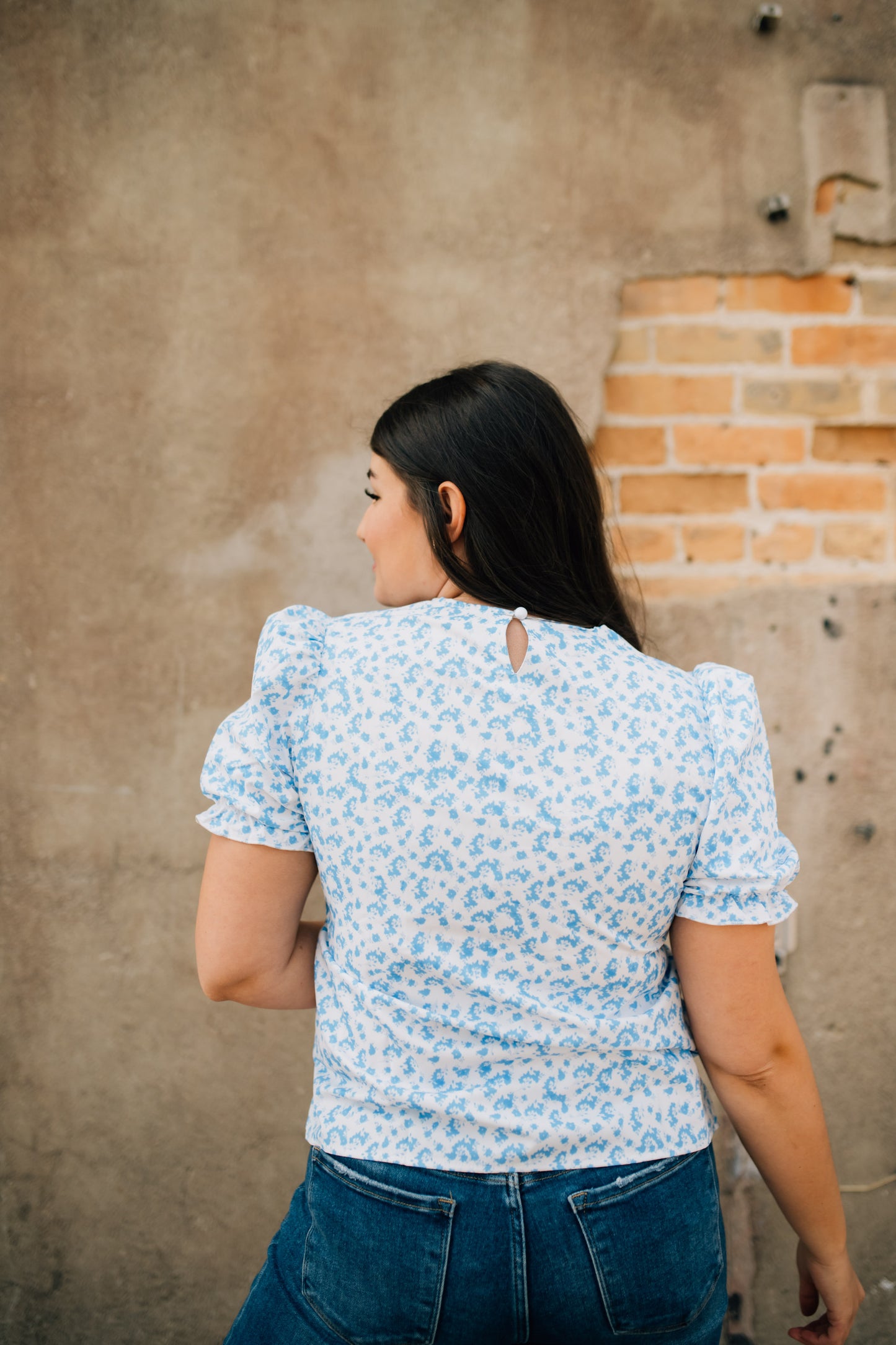 Leia Floral Blouse in Blue