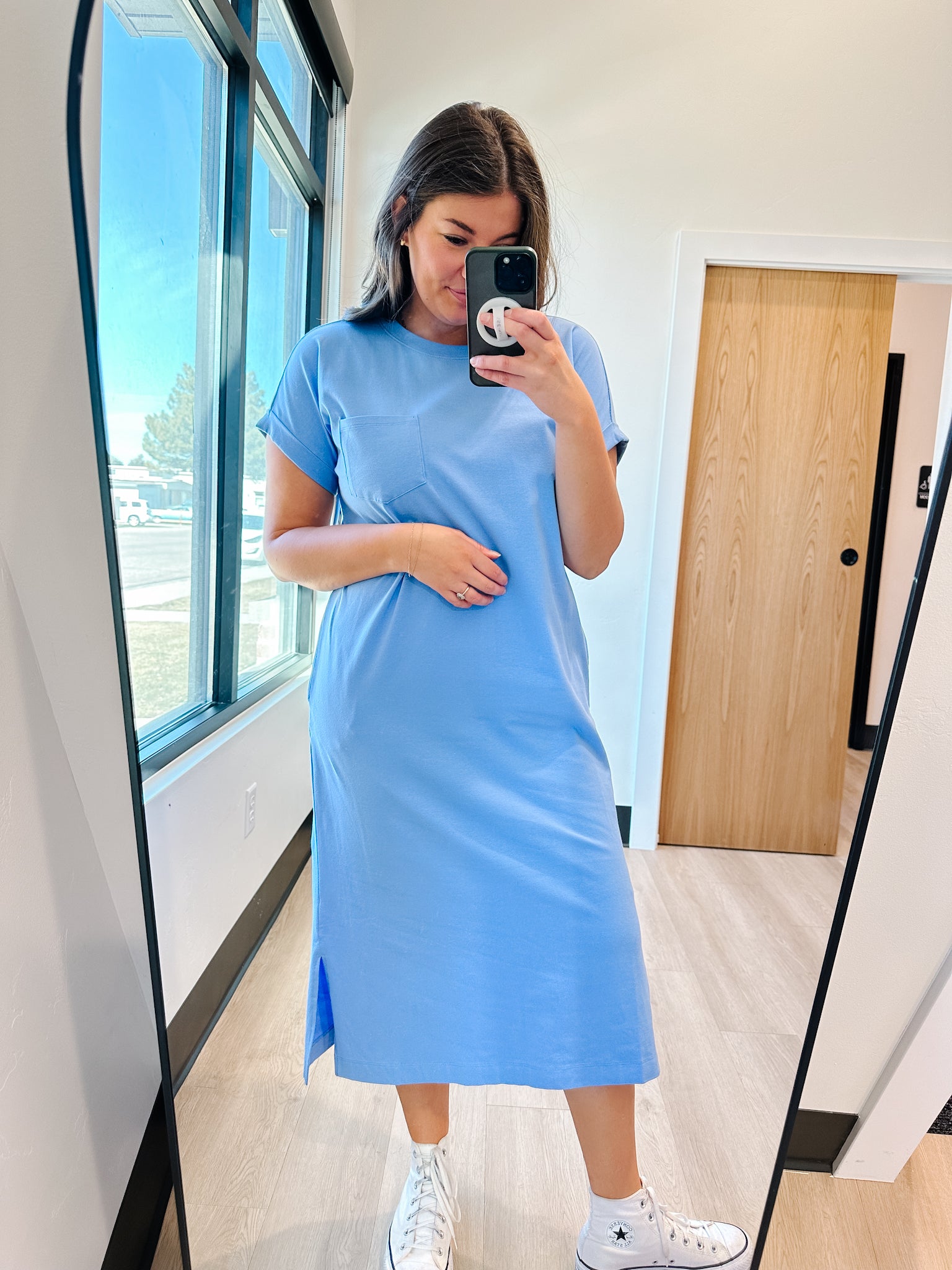 cotton t shirt midi dress Adalee T-Shirt in Blue – Lettie Boutique color:White/Navy Blue 2018 Party Dress Champagne Wedding Guest Dress This is the perfect