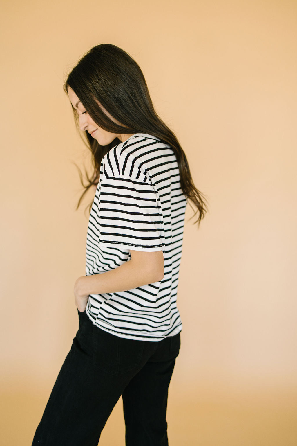 Holland Stripe Tee in White - Lettie Boutique