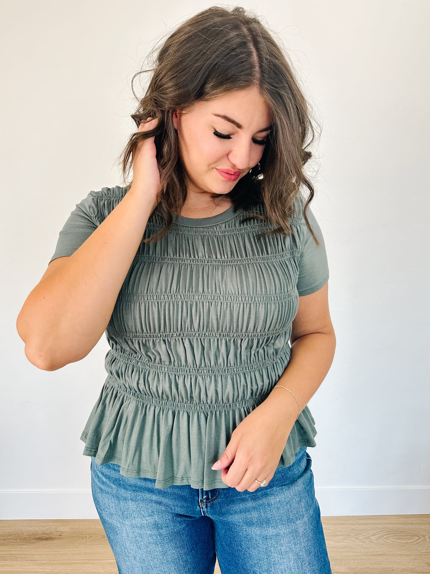 Marla Ruched Top in Olive
