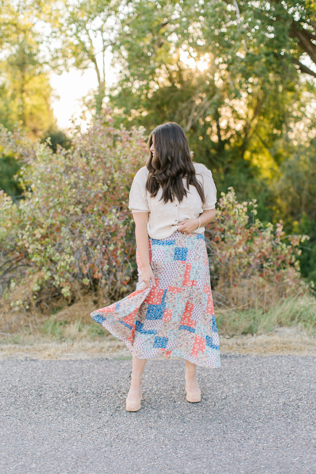 Bradyn Patchwork Skirt in Orange