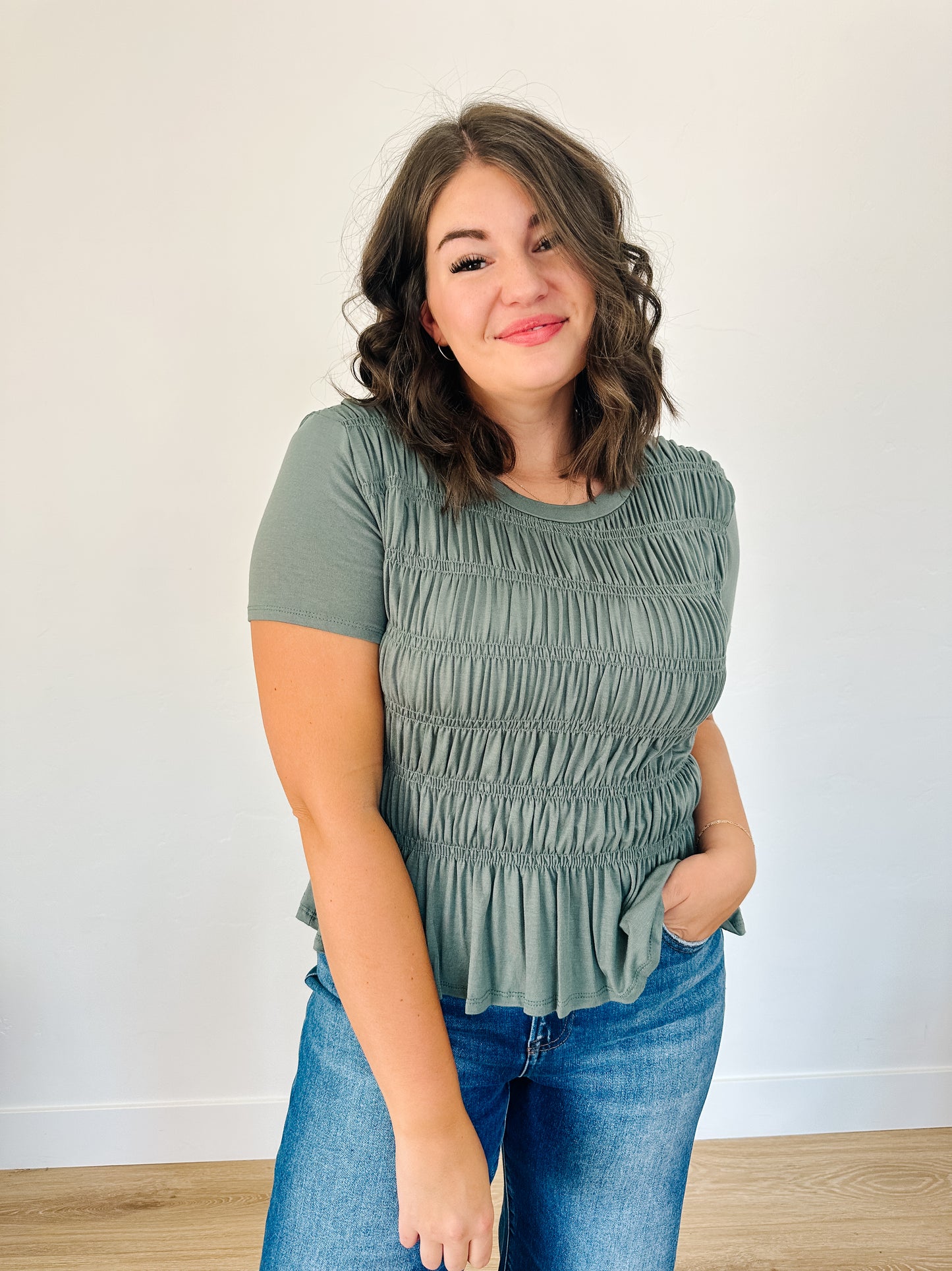 Marla Ruched Top in Olive