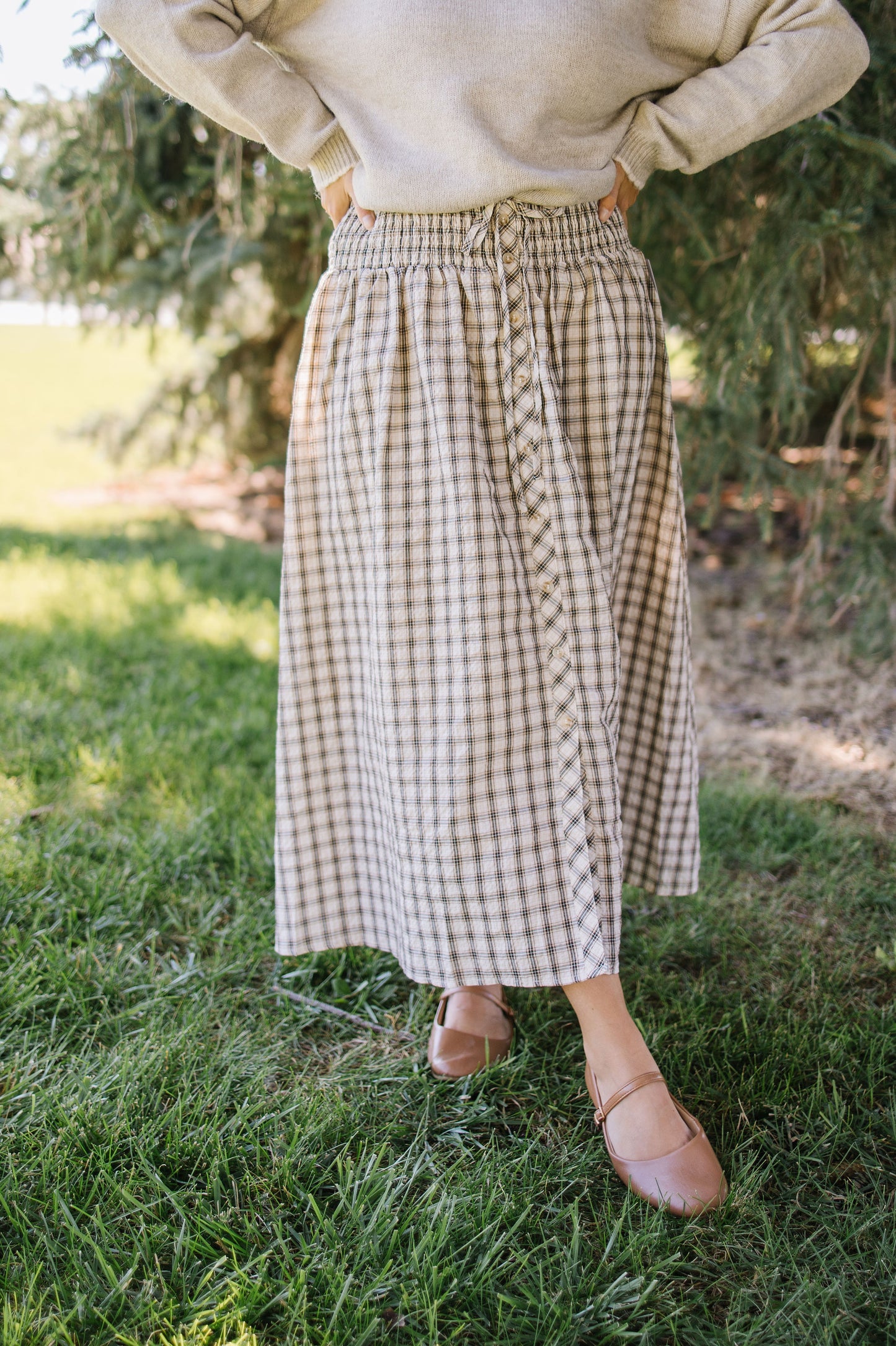 +Beth Plaid Button Down Skirt - Lettie Boutique