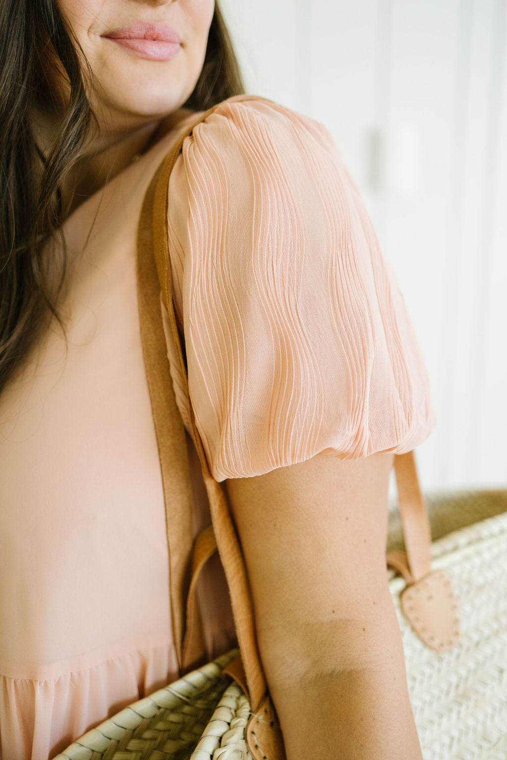 Kirsten Tiered Dress in Peach