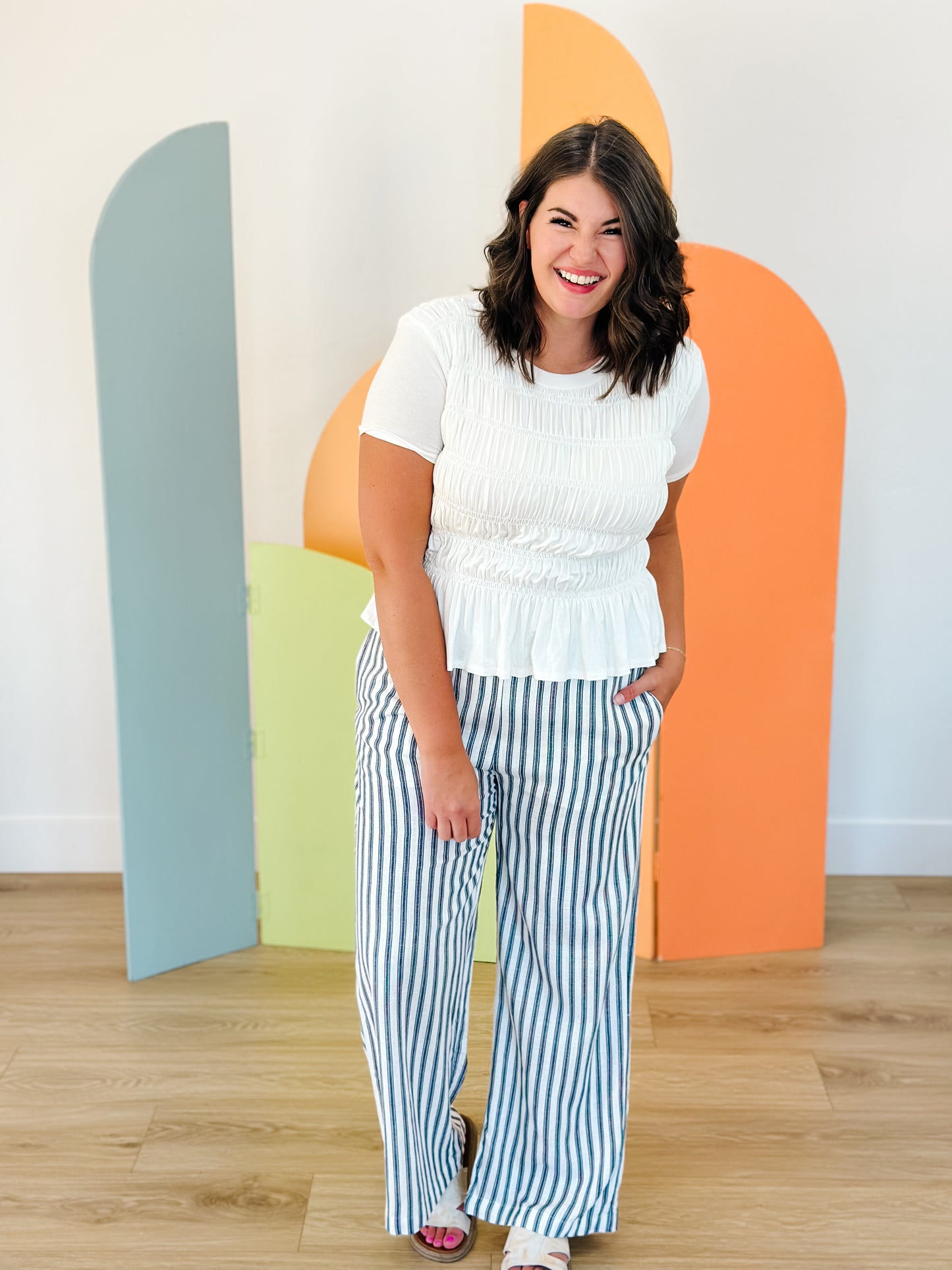 Jaylyn Striped Pants in Navy