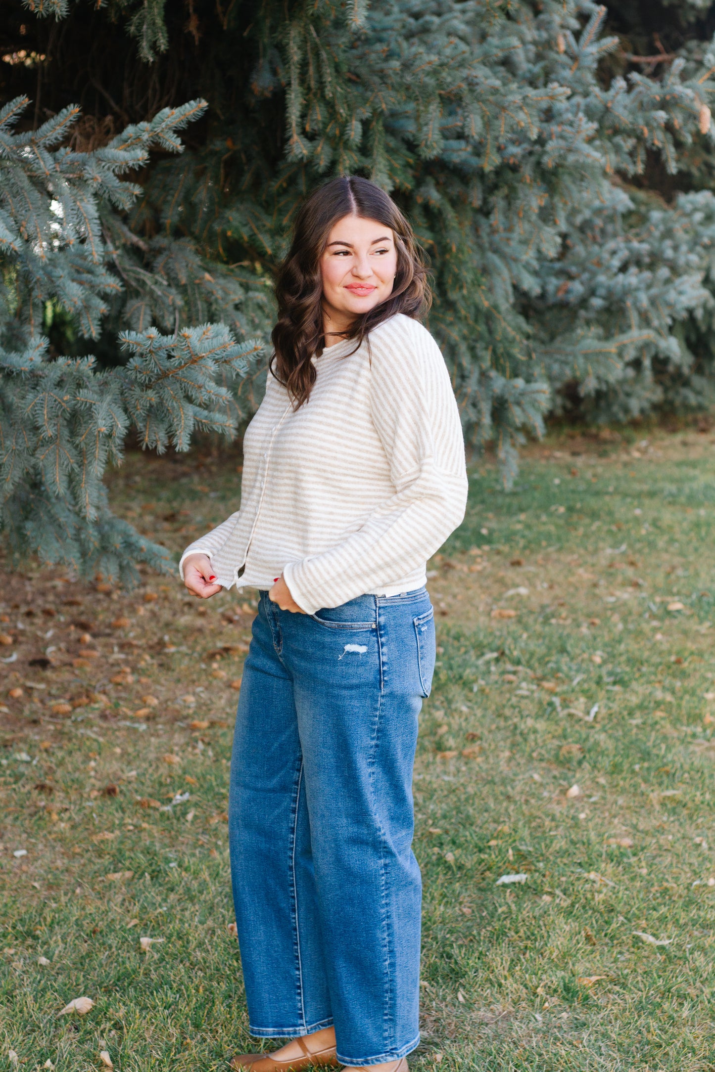 Melina Stripe Sweater in Khaki