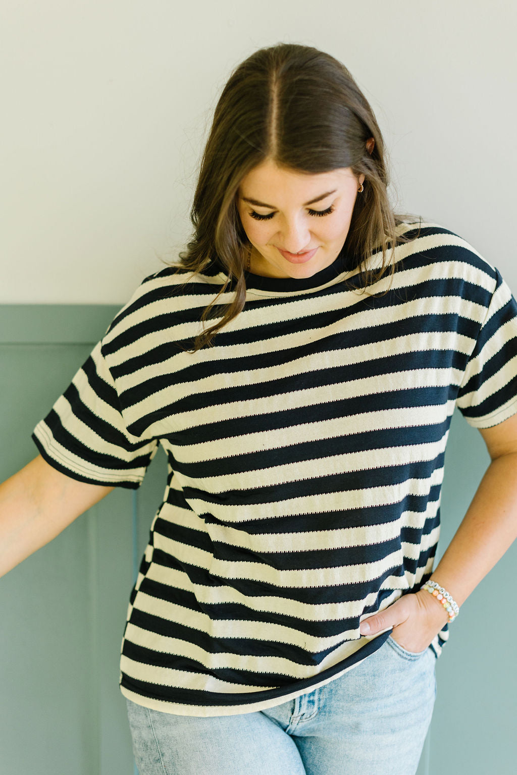 Max Stripe Tee in Navy