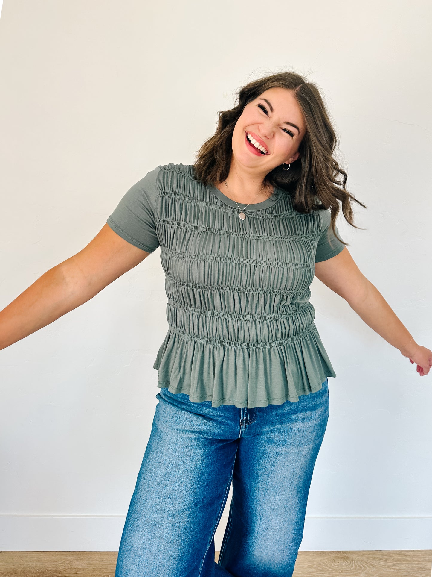 Marla Ruched Top in Olive