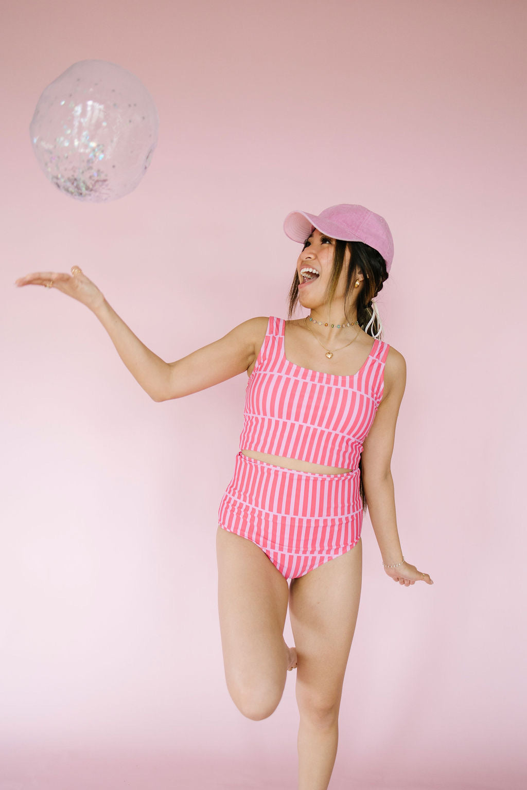 Kiki Reversible Swim Bottoms in Pink Stripe