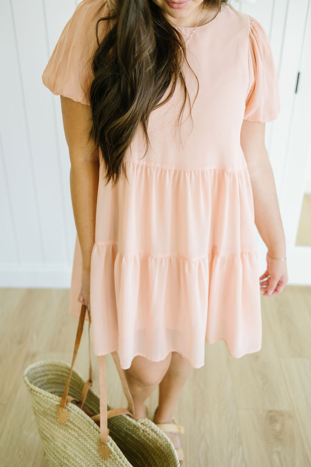 Kirsten Tiered Dress in Peach