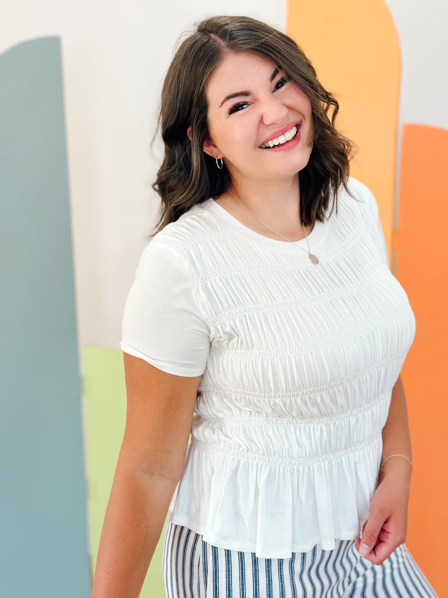 Marla Ruched Top in White