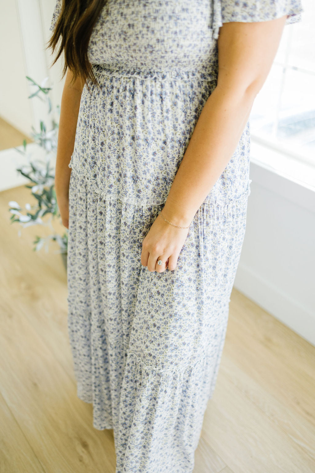 Haven Floral Midi Dress in Blue