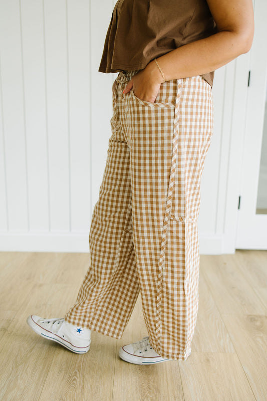 Tilly Gingham Barrel Pants - Lettie Boutique