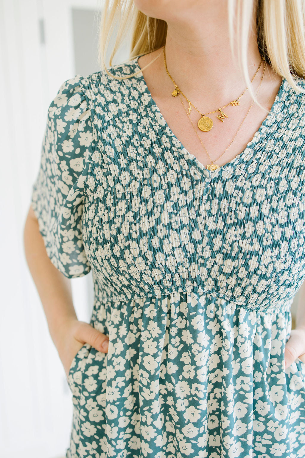 Zara Floral Tiered Dress in Blue