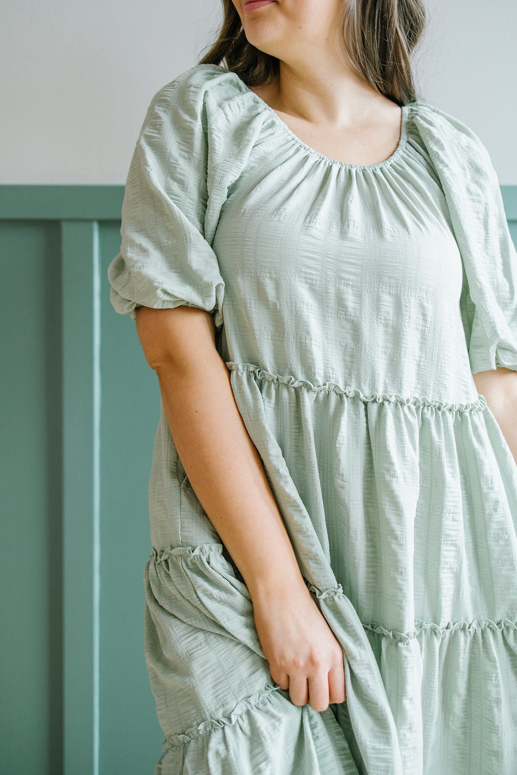 Zoey Tiered Dress in Sage