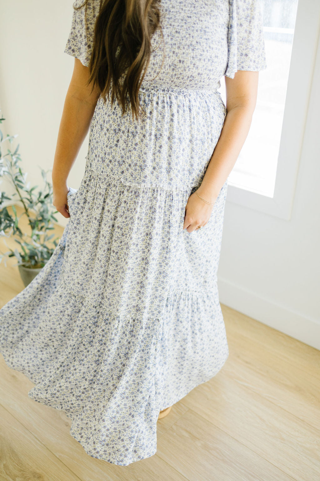 Haven Floral Midi Dress in Blue