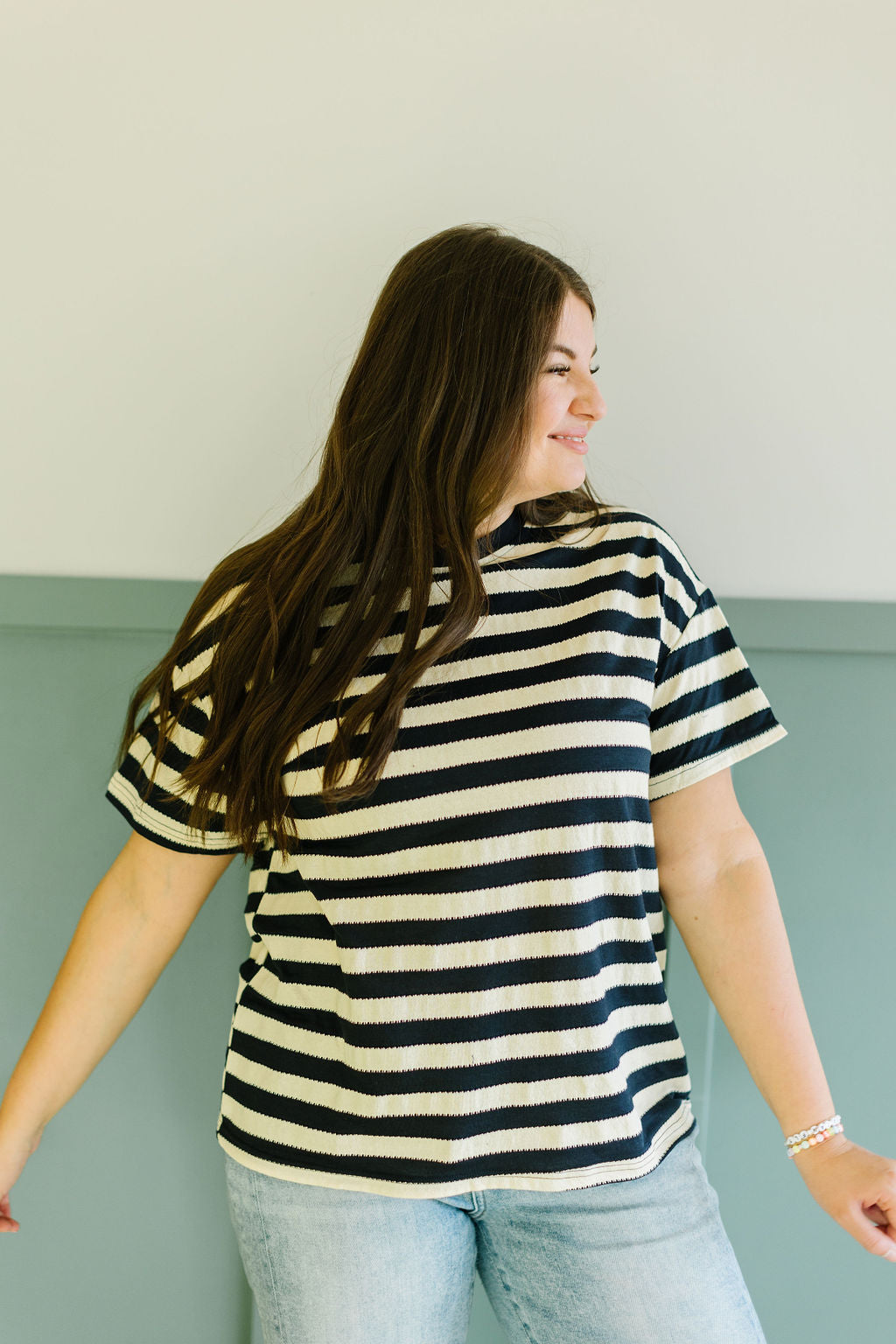 Max Stripe Tee in Navy