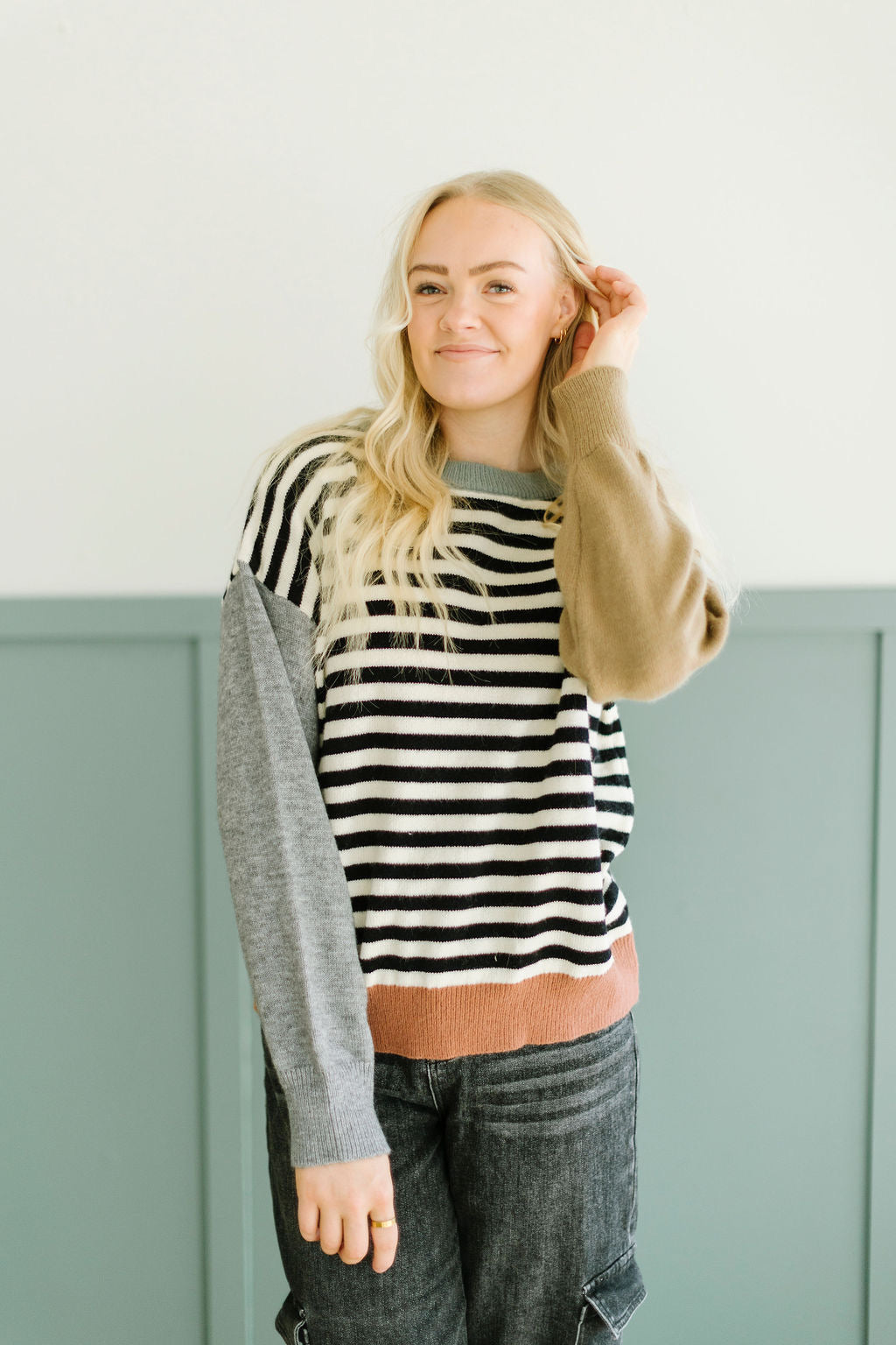 GiGi Colorblock Striped Pullover