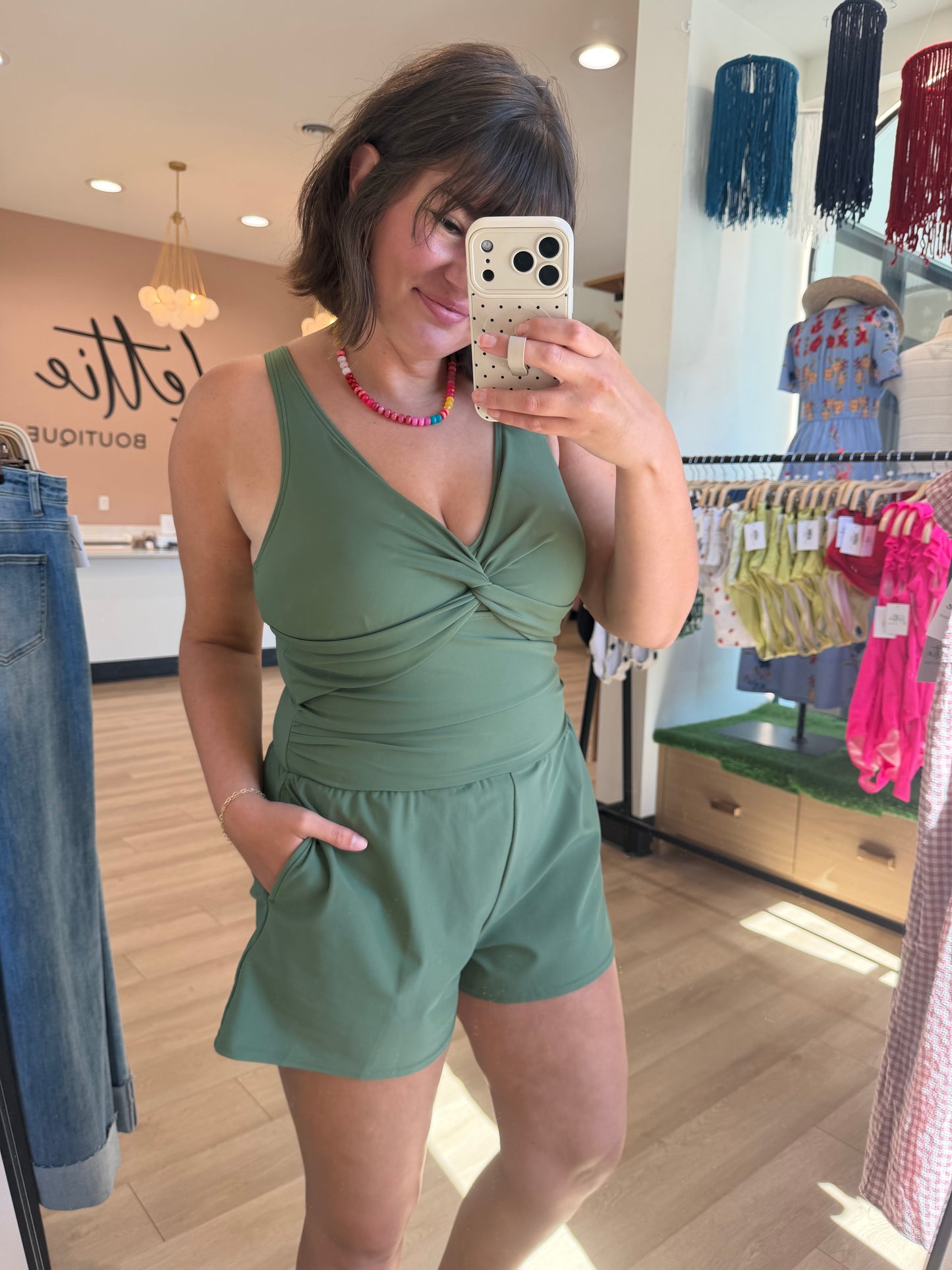 Munroe Swim Romper in Green