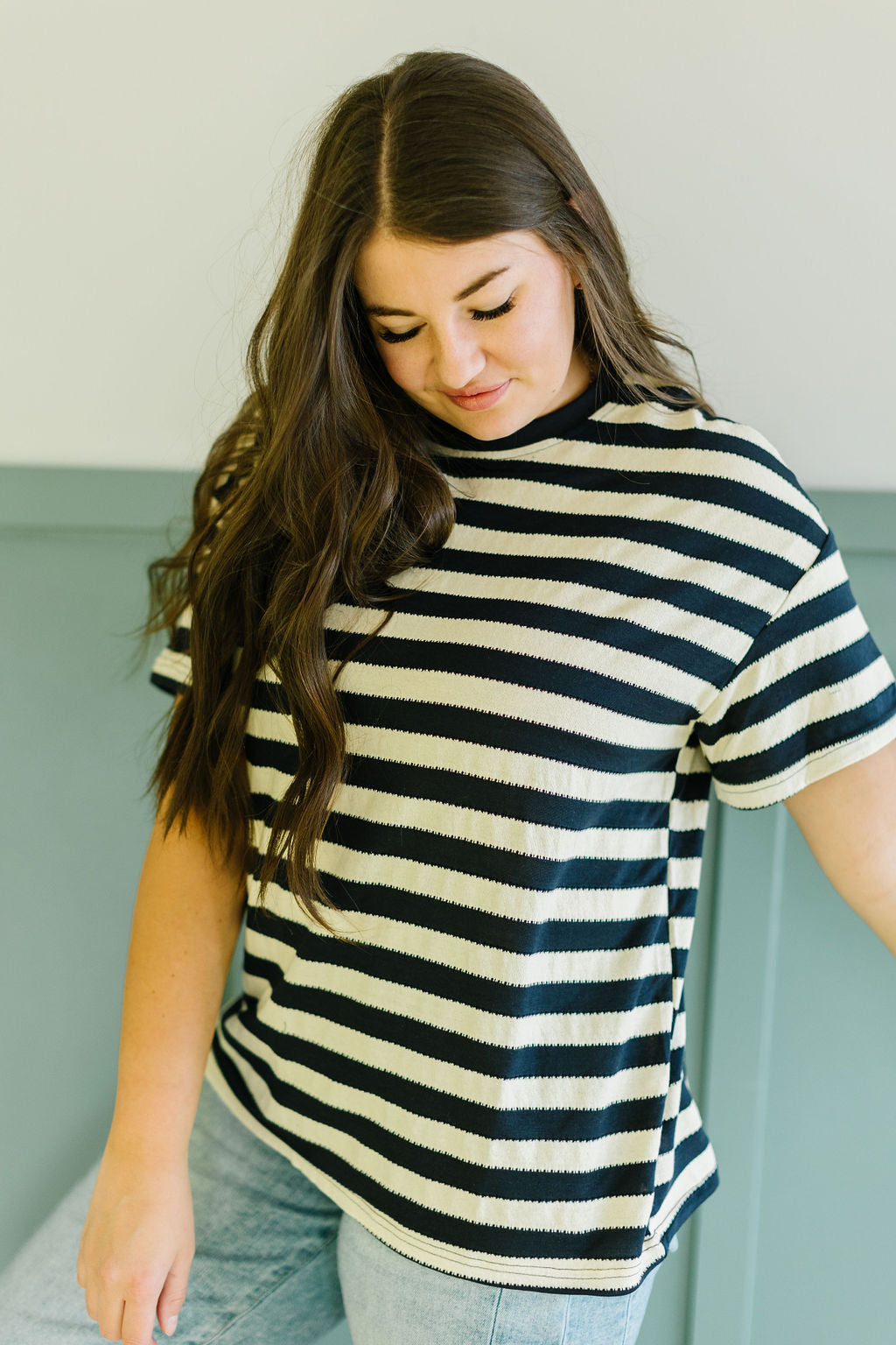Max Stripe Tee in Navy
