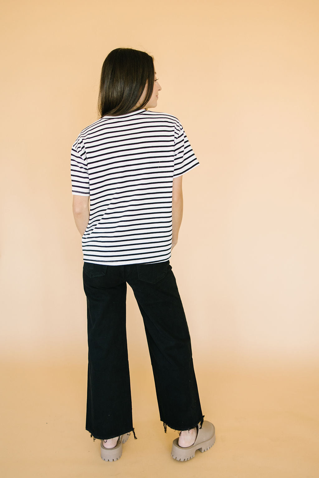 Holland Stripe Tee in White - Lettie Boutique