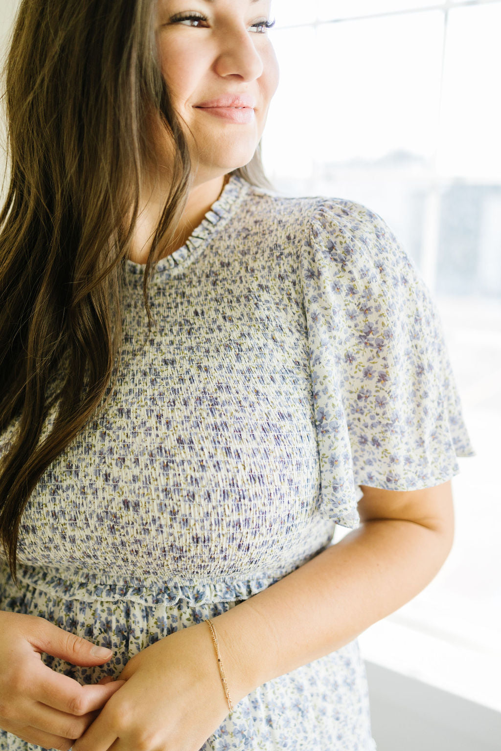 Haven Floral Midi Dress in Blue