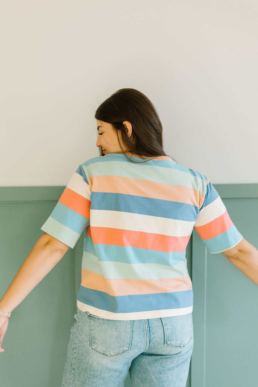 Storia Striped Tee in Coral