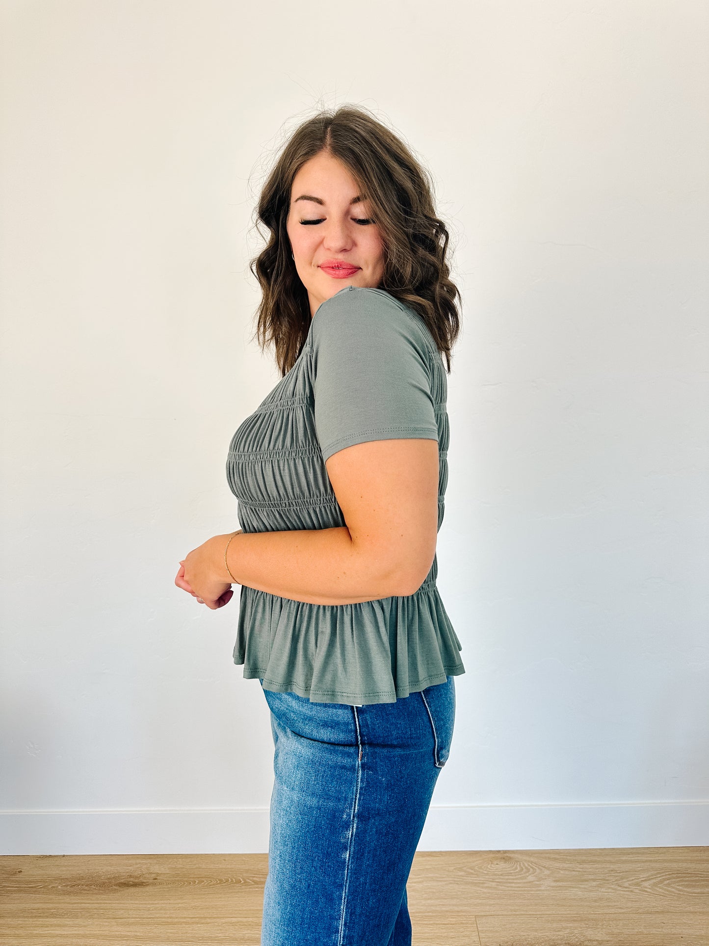 Marla Ruched Top in Olive