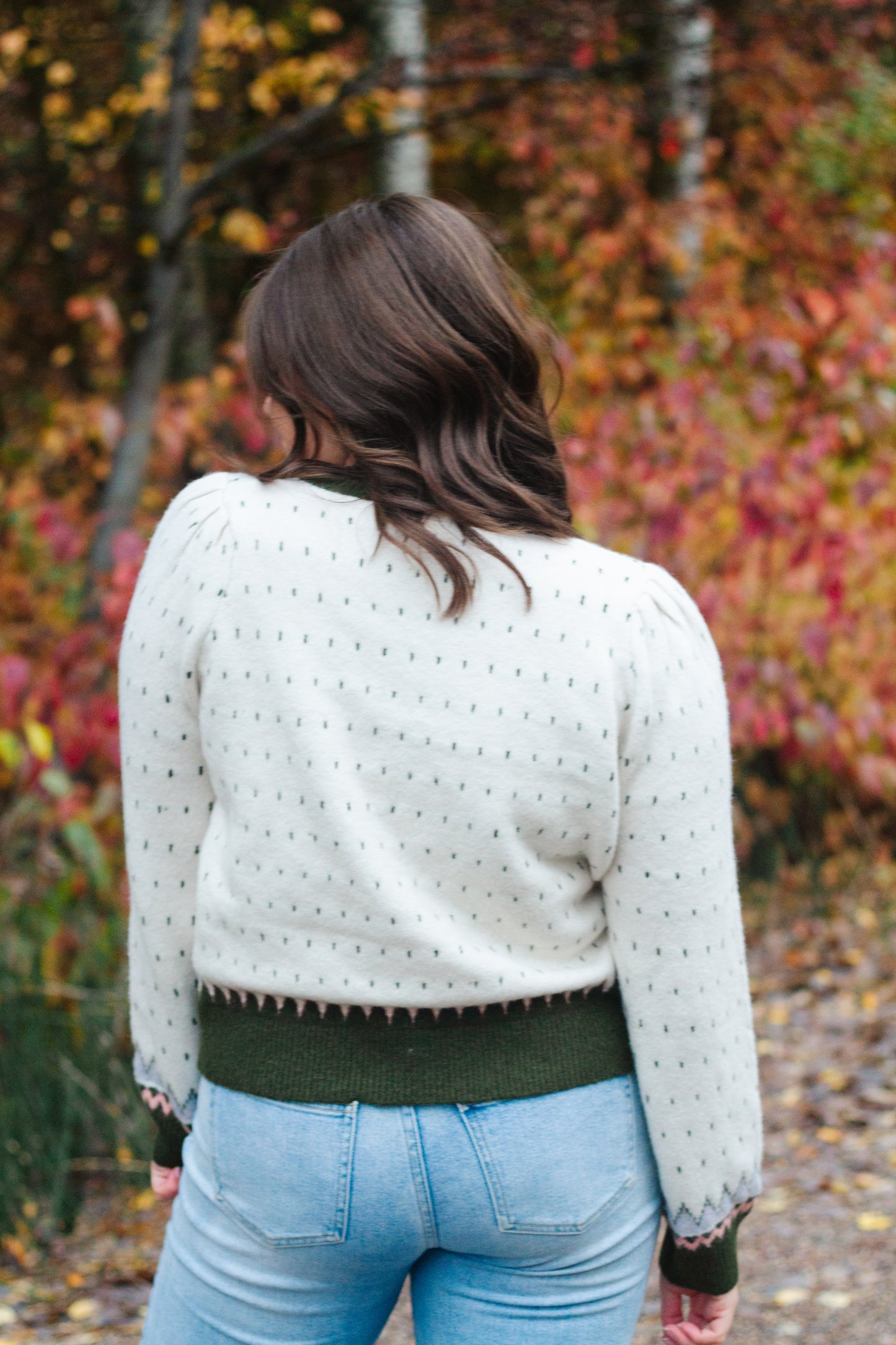 Vivian Geometric Sweater in Olive