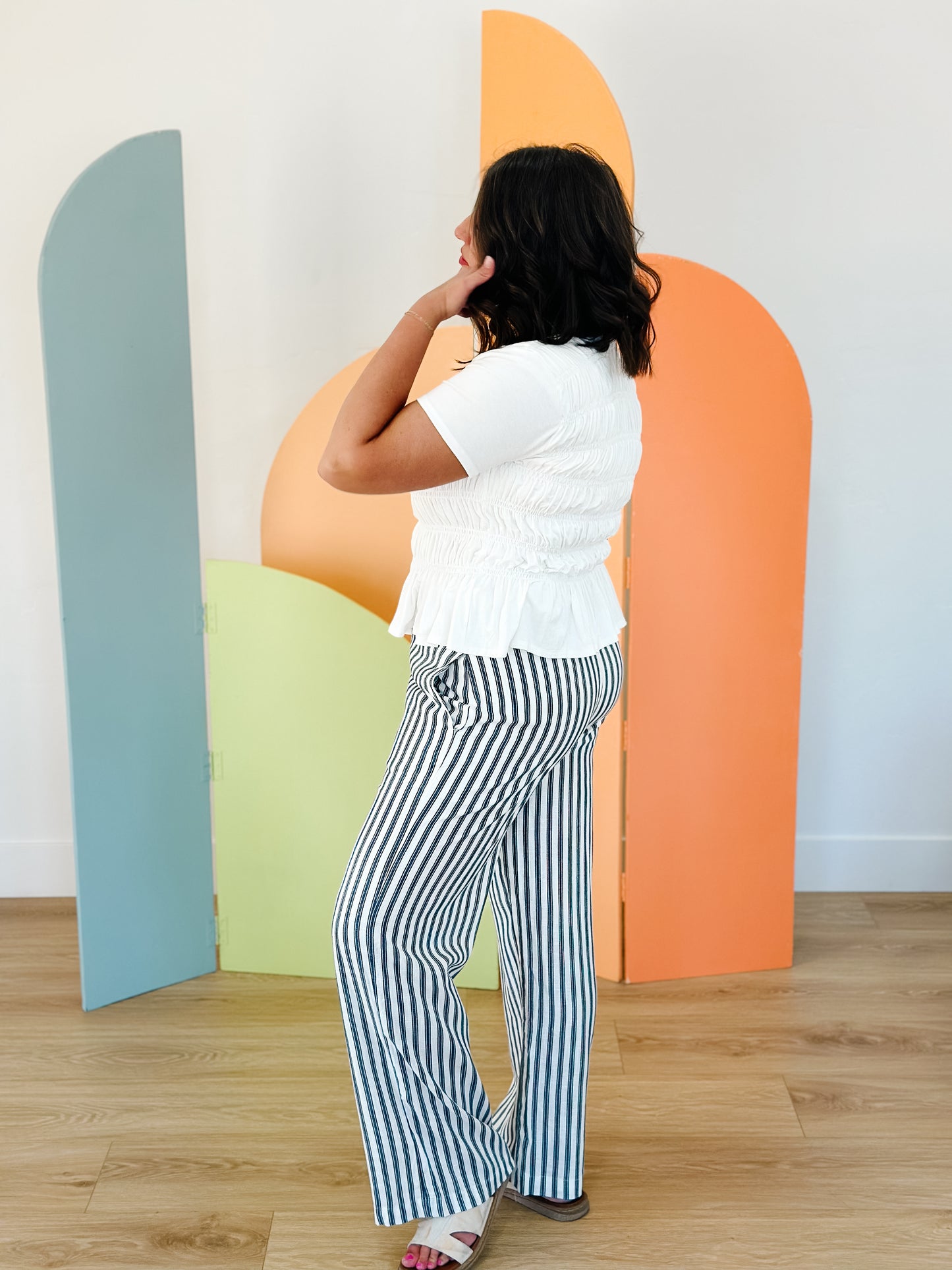 Jaylyn Striped Pants in Navy