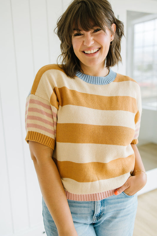 Cambria Striped Short Sleeve Sweater - Lettie Boutique