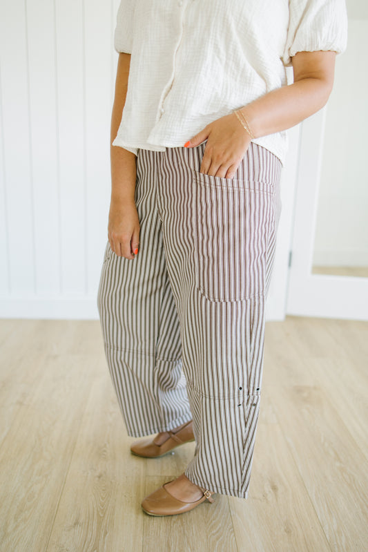 Finn Striped Barrel Jeans