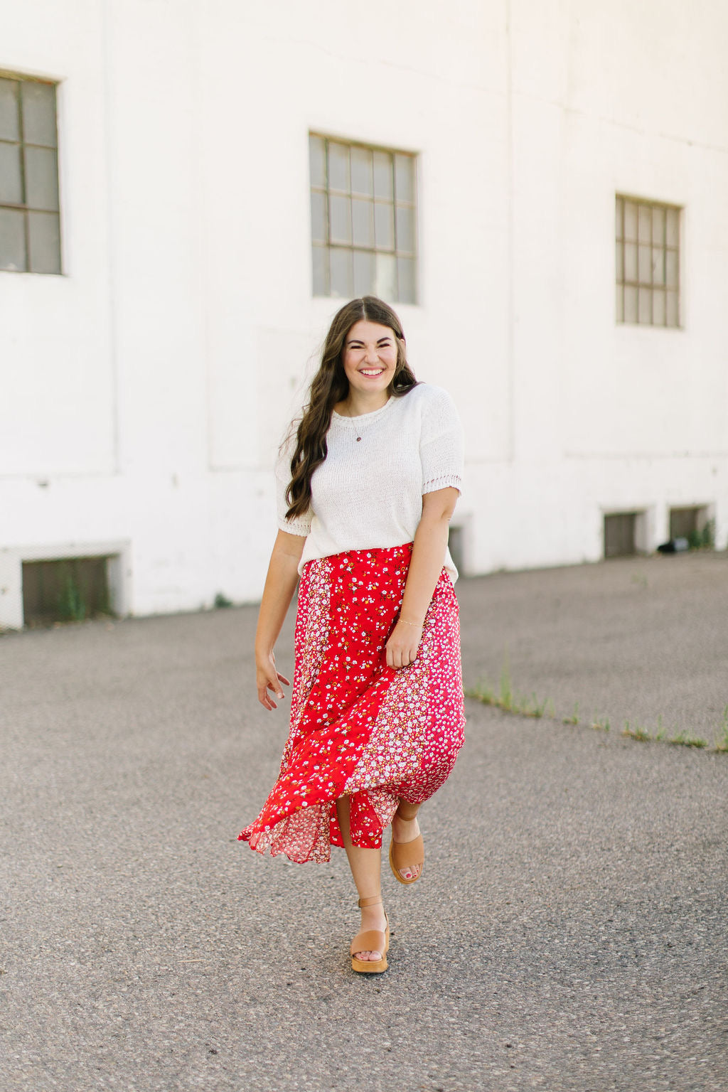 Wren Floral Skirt in Red - Lettie Boutique