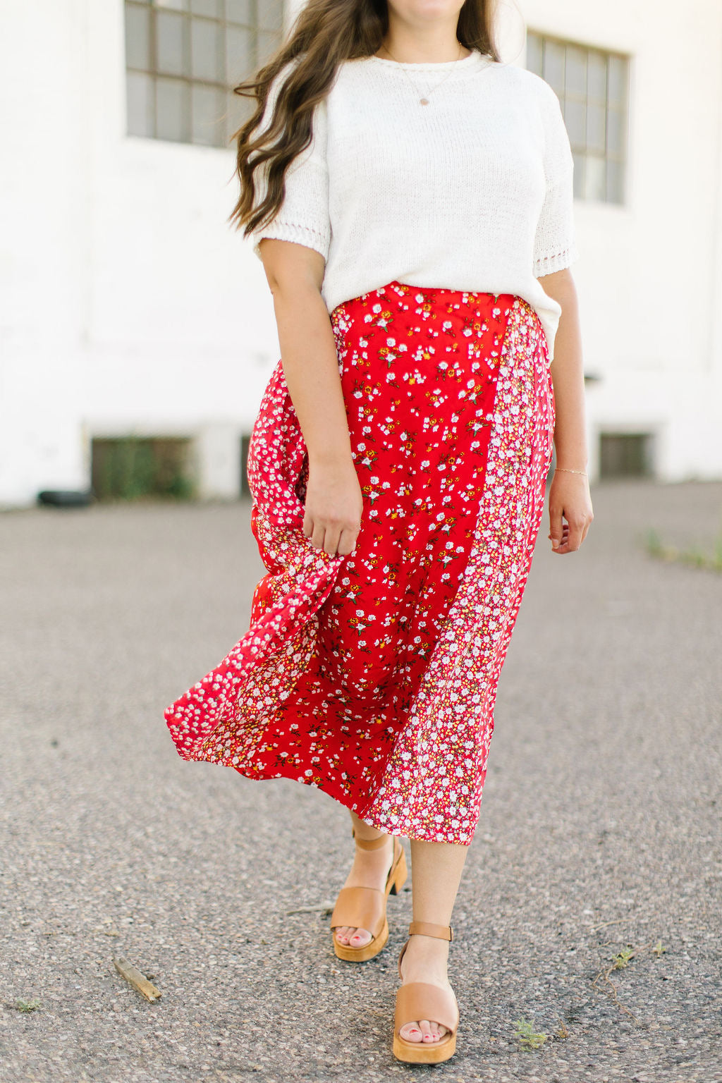 Wren Floral Skirt in Red - Lettie Boutique