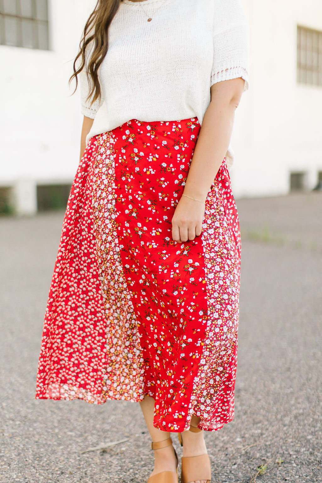 Wren Floral Skirt in Red - Lettie Boutique