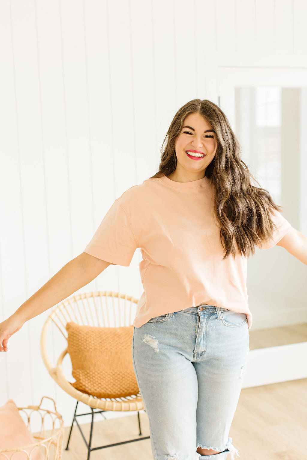 Forever Oversized Tee in Peach