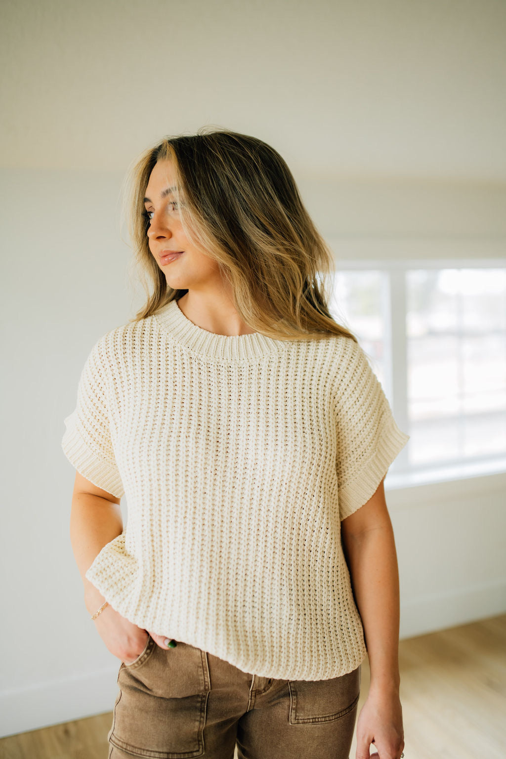 Aubrielle Sweater Top in Ivory