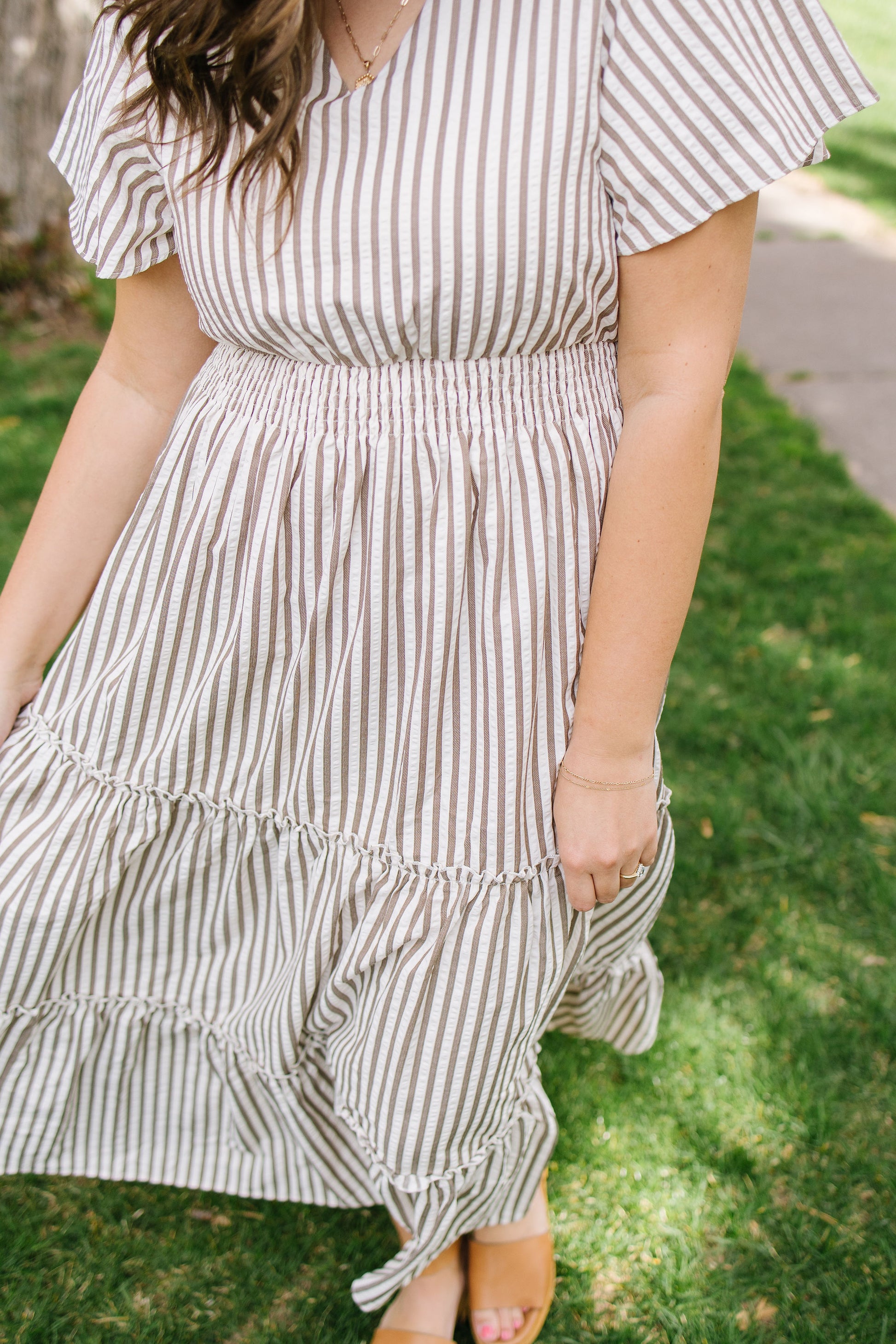 Eden Maxi Dress in Birch Stripe - Lettie Boutique