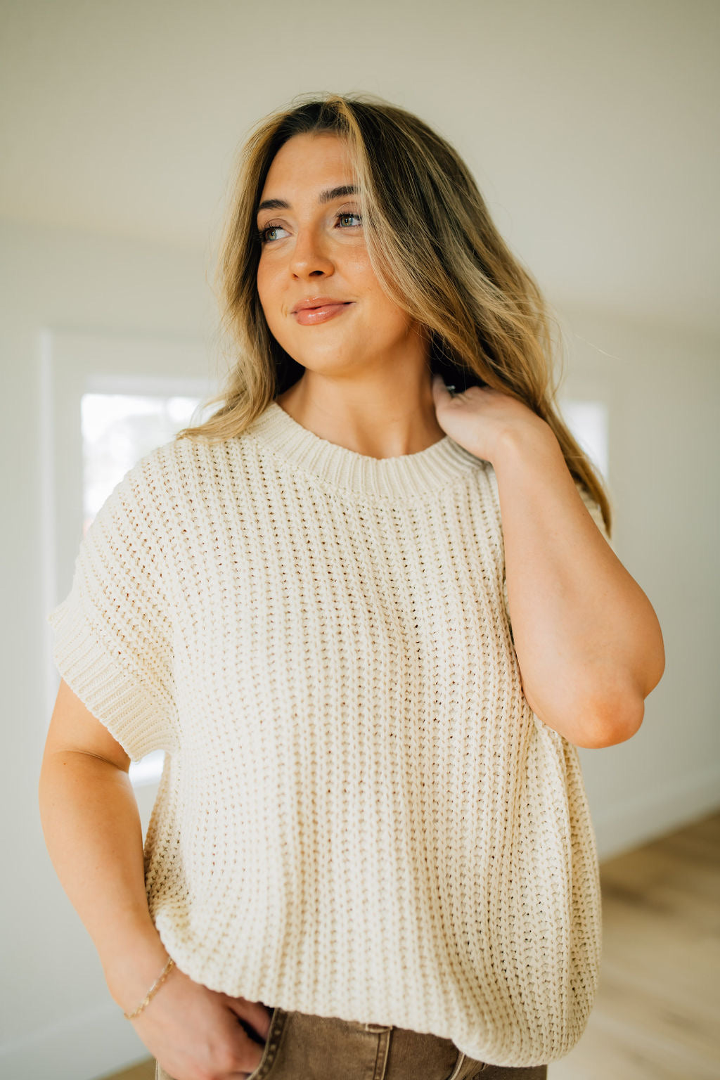 Aubrielle Sweater Top in Ivory