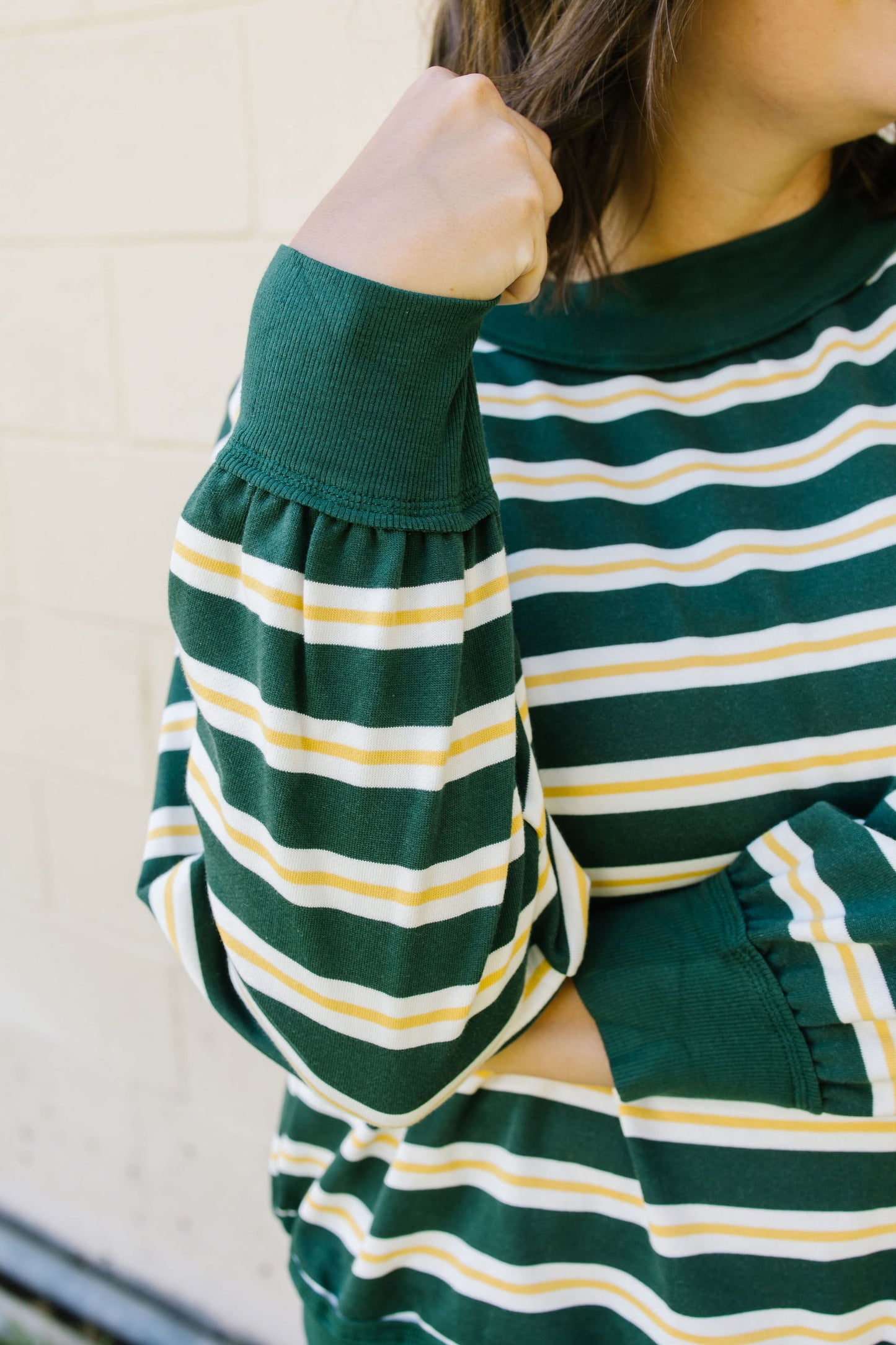 +Lydia Striped Knit Top in Hunter Green - Lettie Boutique