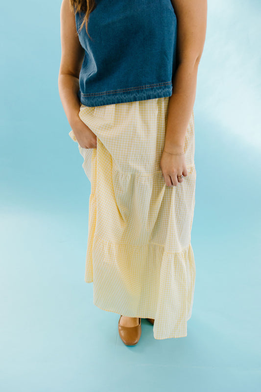 *Mimi Gingham Skirt in Yellow - Lettie Boutique