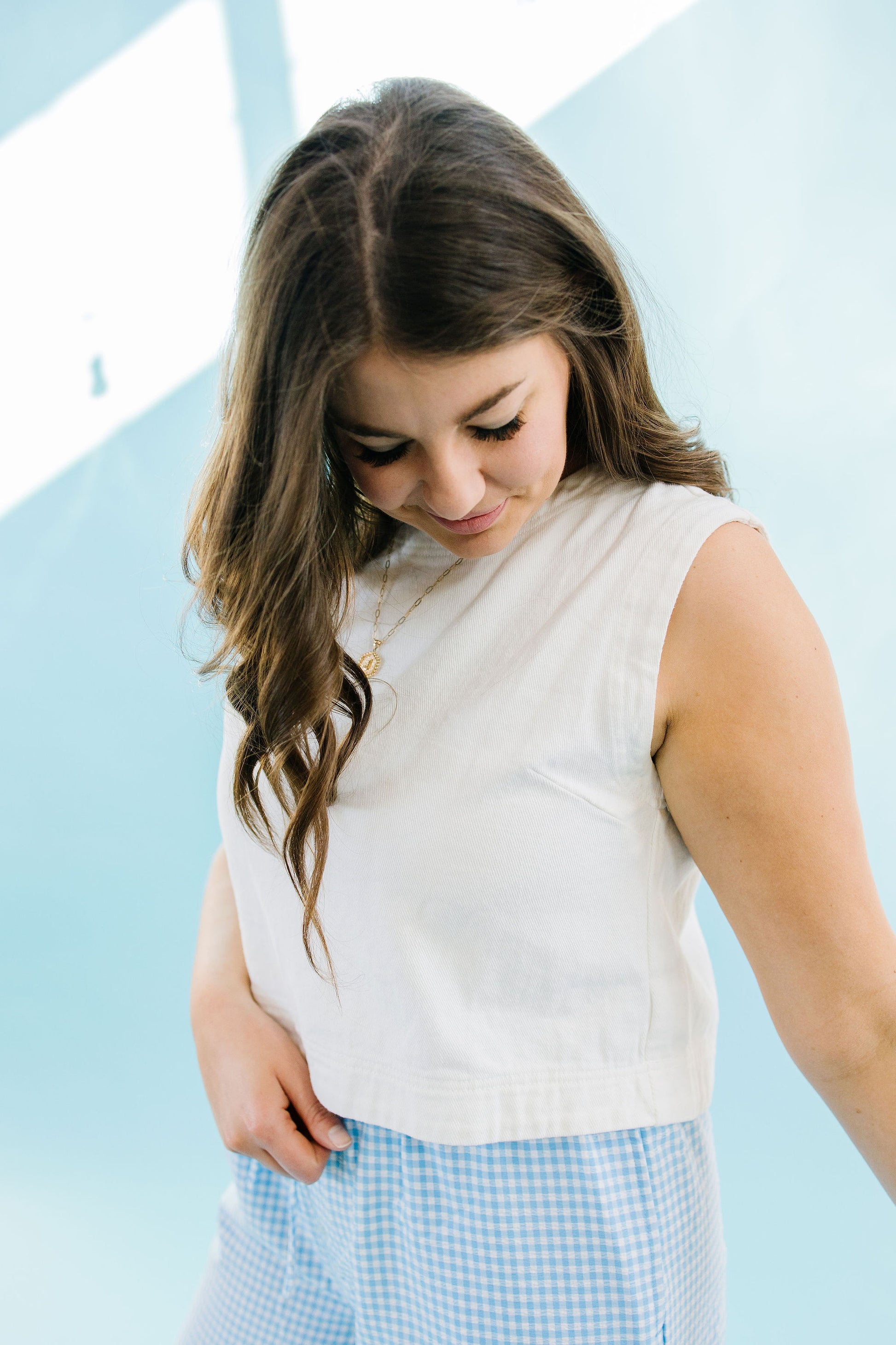 *Milana Sleeveless Denim Top in White - Lettie Boutique