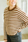 James Button Cardigan in Brown Stripe