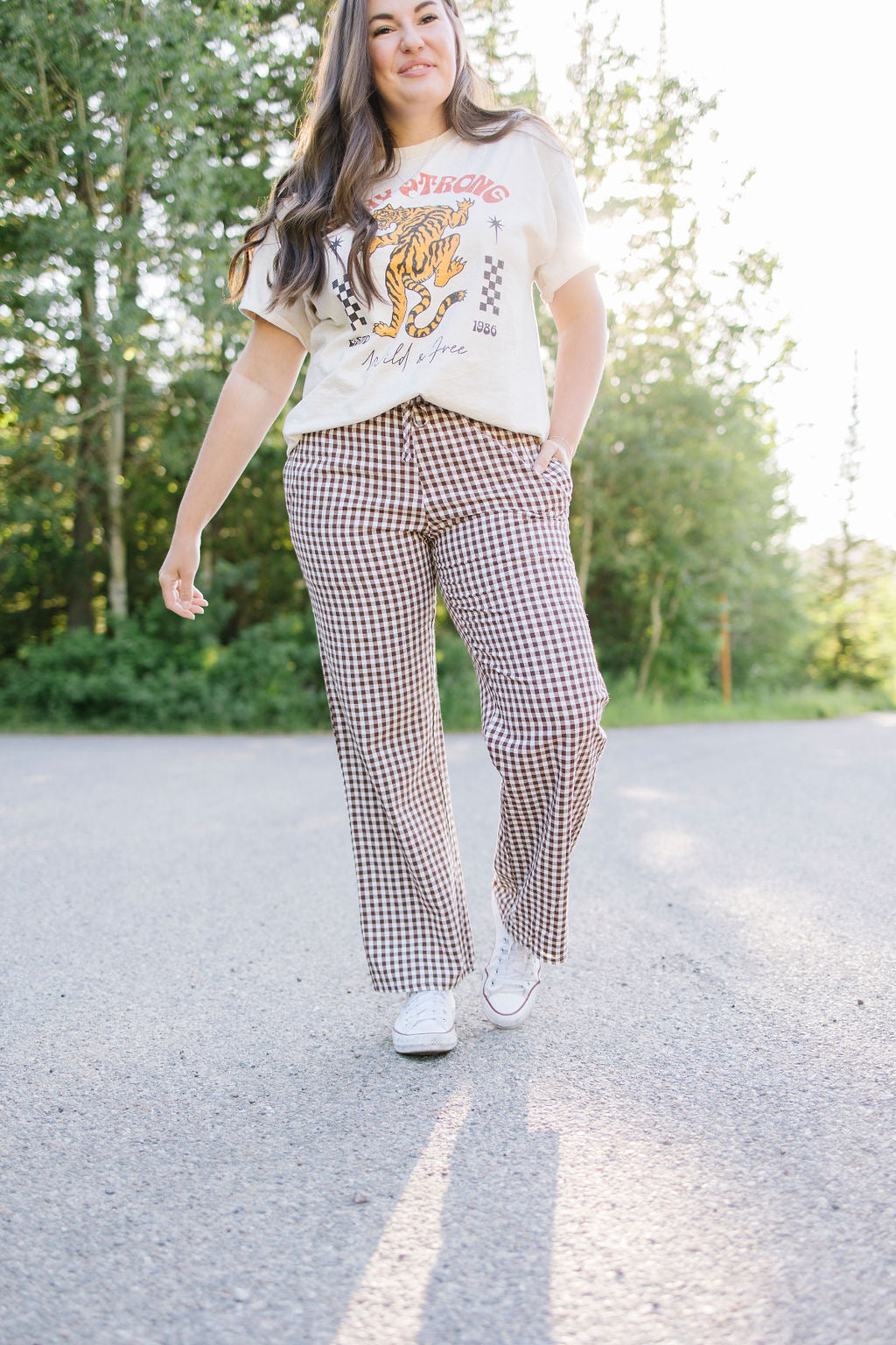 Brooks Gingham Pants in Brown