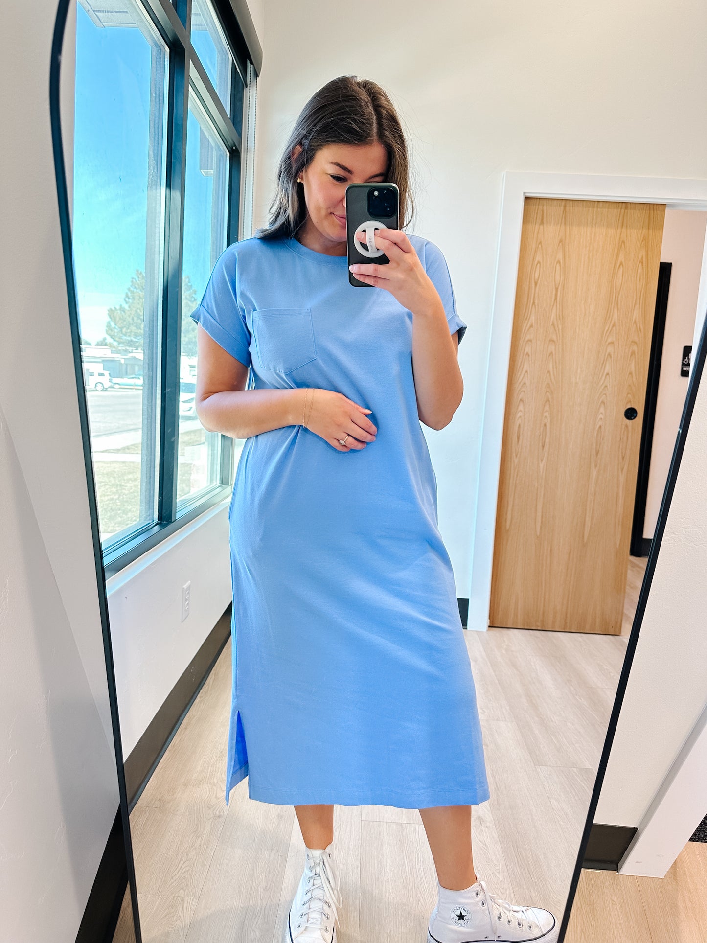 Adalee Midi T-Shirt Dress in Blue - Lettie Boutique
