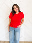 Marla Ruched Top in Red - Lettie Boutique