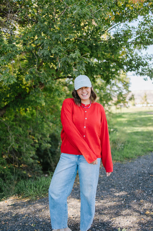 +Perla Cardigan in Red - Lettie Boutique