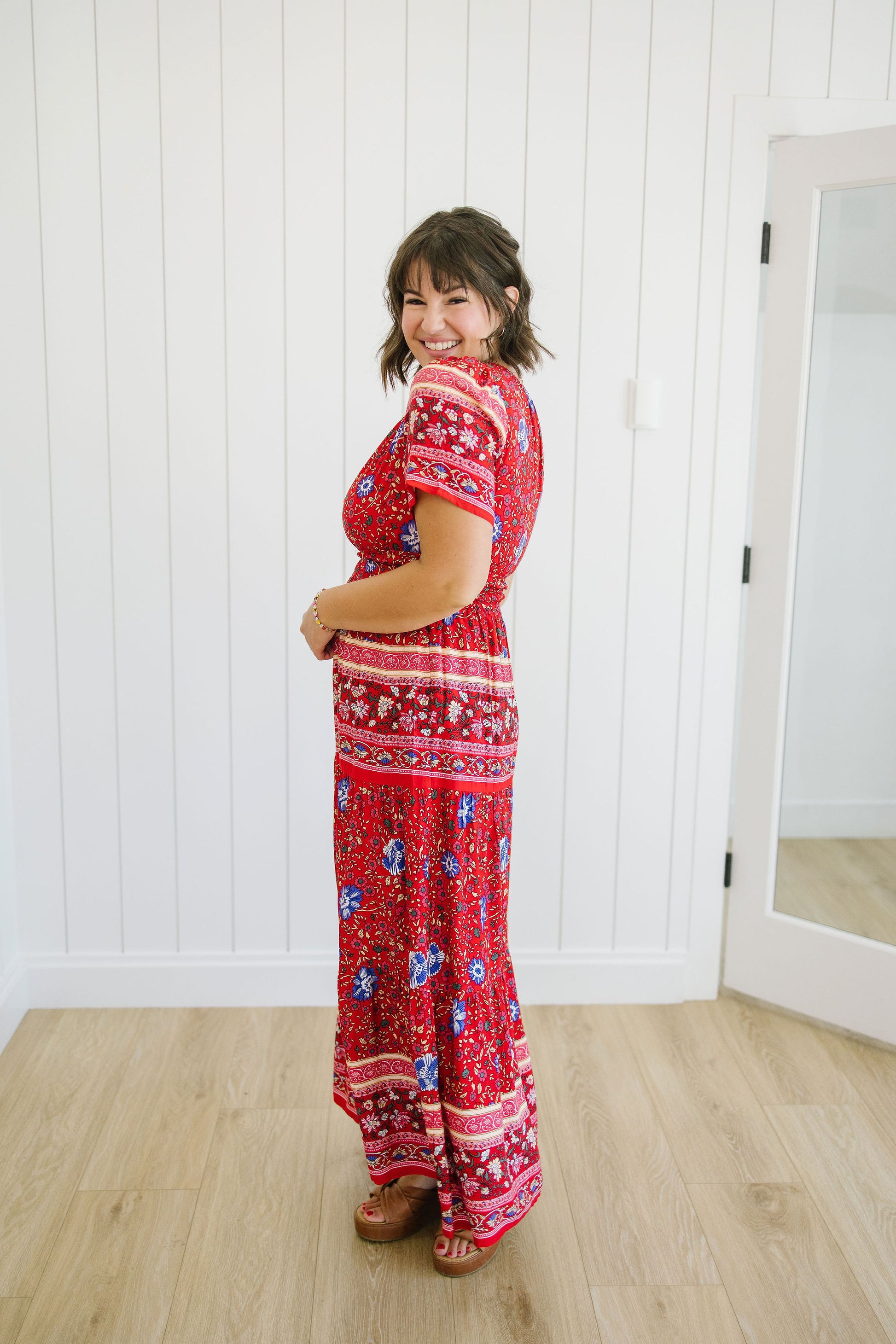 Kaydree Printed Maxi Dress in Red - Lettie Boutique