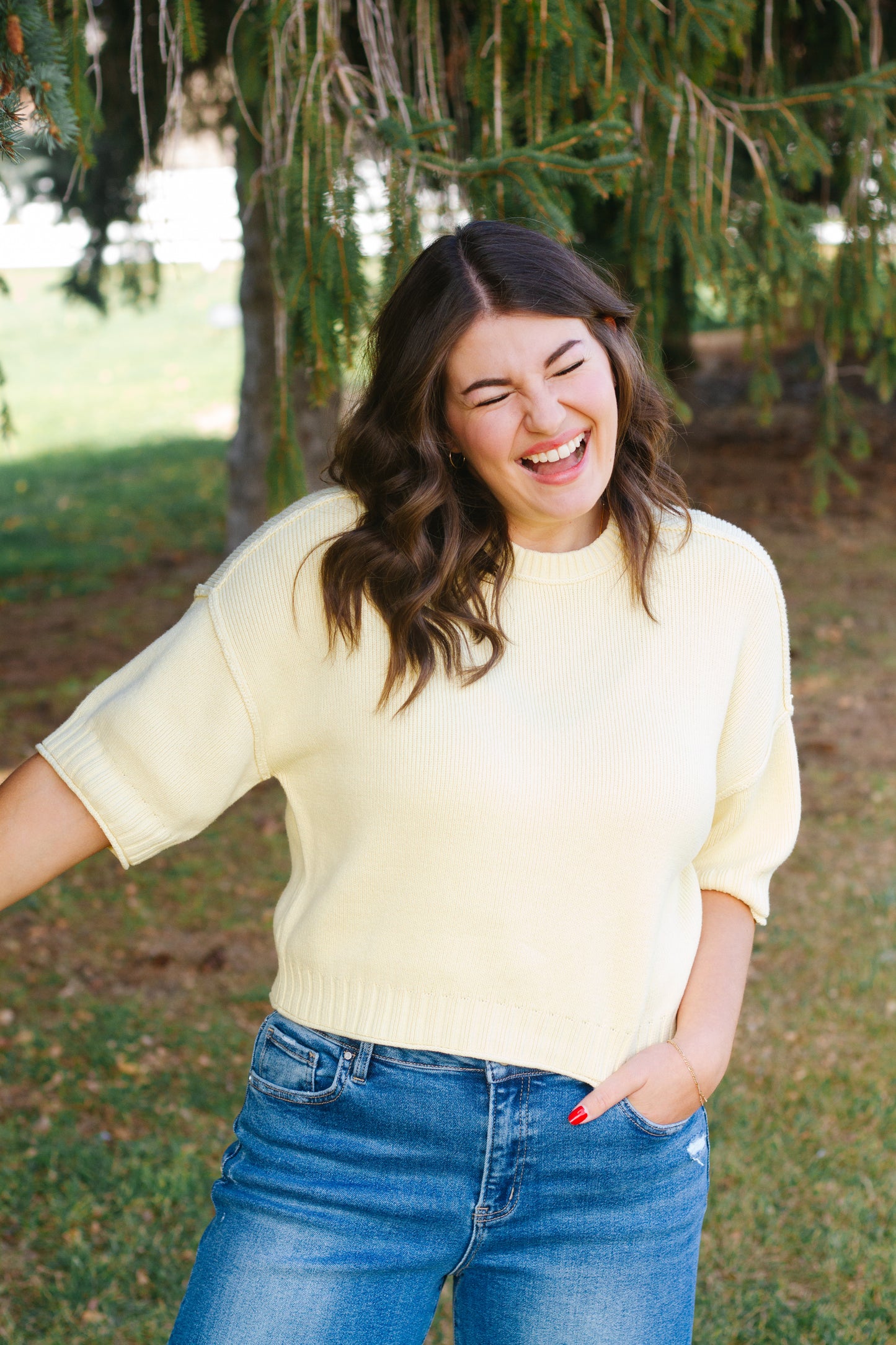 Shine Knit Sweater in Butter